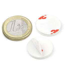PAS-20-W Metallscheiben selbstklebend weiß Ø 20 mm, als Gegenstück zu Magneten, keine Magnete!