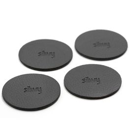 silwy metaal-nano-gel pads Ø 5,0 cm zelfhechtende hechtondergrond voor magneten, herbruikbaar, met kunstleer bekleed, set van 4, zwart