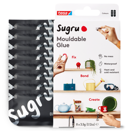 Sugru Set of 8 adhesive putty, black, packages of 5 g each