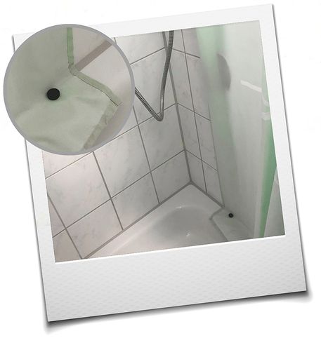 Il disco magnetico gommato mantiene la tenda della doccia in posizione Il disco magnetico gommato mantiene la tenda della doccia in posizione