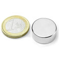 Disc magnet ? 20 mm, height 9 mm, neodymium, N42, nickel-plated
