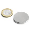 Disc magnet ? 30 mm, height 3 mm, neodymium, N45, nickel-plated