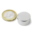 Disc magnet ? 20 mm, height 10 mm, neodymium, N42, nickel-plated