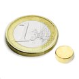 Disc magnet ? 8 mm, height 3 mm, neodymium, N40, gold-plated