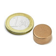 Disc magnet ? 15 mm, height 8 mm, neodymium, N42, copper-plated