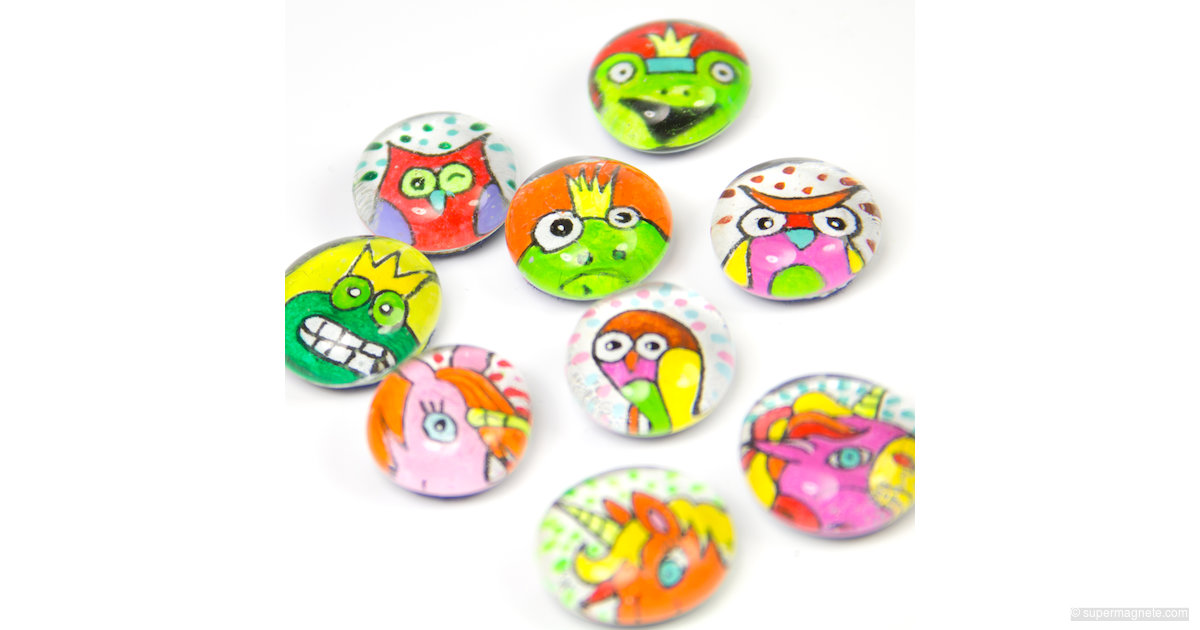 Lot de 12 aimants en verre pour r/éfrig/érateur Motif emoji