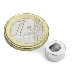 R-10-05-05-DN, Aro magnético Ø 10/5 mm, alto 5 mm, neodimio, N45, niquelado, magnetización diametral