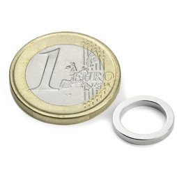 R-12-09-1.5-N, Anneau magnétique Ø 12/9 mm, hauteur 1,5 mm, néodyme, N45, nickelé