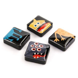 SALE-053/monsters, Icons Monsters, decoratiemagneten vierkant, set van 4, monsters