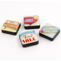SALE-053/signs, Icons Verkoop, decoratiemagneten vierkant, set van 4, verkoop