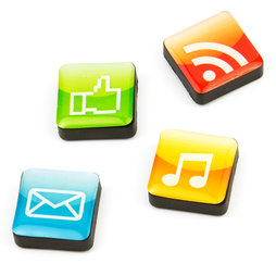 SALE-053/apps, Icons Apps, decoratiemagneten vierkant, set van 4, apps
