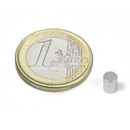 S-04-05-Z, Cilindro magnetico Ø 4 mm, altezza 5 mm, neodimio, N45, zincato