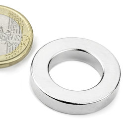 R-27-16-05-N, Ring magnet Ø 26,75/16 mm, height 5 mm, neodymium, N42, nickel-plated