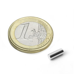 S-03-08-N, Cylindre magnétique Ø 3 mm, hauteur 8 mm, néodyme, N48, nickelé