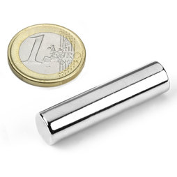 S-10-40-N, Rod magnet Ø 10 mm, height 40 mm, neodymium, N40, nickel-plated