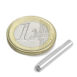 S-04-25-N, Cylindre magnétique Ø 4 mm, hauteur 25 mm, néodyme, N42, nickelé