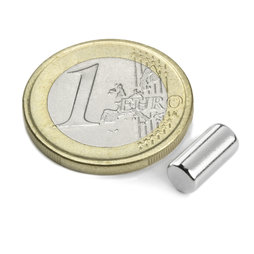S-05-10-N, Cilindro magnetico Ø 5 mm, altezza 10 mm, neodimio, N45, nichelato