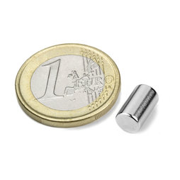 S-06-10-N, Cylindre magnétique Ø 6 mm, hauteur 10 mm, néodyme, N40, nickelé