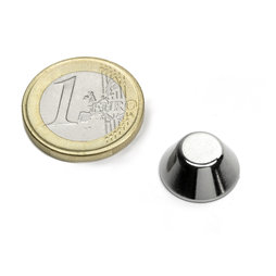 CN-15-08-06-N, Cono magnetico Ø 15/8 mm, altezza 6 mm, neodimio, N42, nichelato