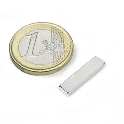 Q-20-05-02-HN, Block magnet 20 x 5 x 2 mm, neodymium, 44H, nickel-plated