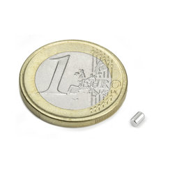 S-02-03-N, Cilindro magnetico Ø 2 mm, altezza 3 mm, neodimio, N45, nichelato