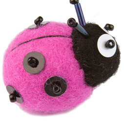 LIV-83/pink, Ladybird, deco magnet made of felt, with glass beads, pink