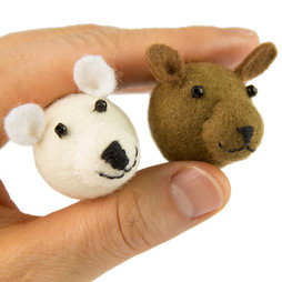LIV-84, Teddys, Dekomagnete aus Filz, mit Glasperlen, 2er-Set
