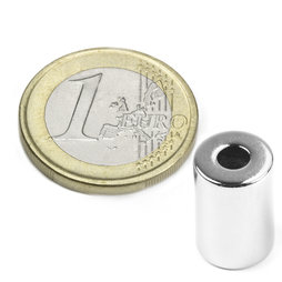 R-10-04-15-N, Ringmagnet Ø 10/4 mm, Höhe 15 mm, Neodym, N42, vernickelt