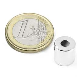 R-10-04-10-N, Ringmagnet Ø 10/4 mm, Höhe 10 mm, Neodym, N42, vernickelt