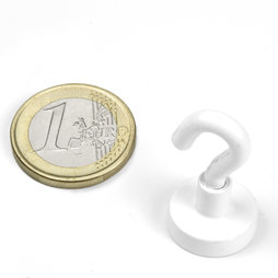 FTNW-16, Haakmagneet wit, Ø 16,3 mm, met witte poedercoating, schroefdraad M4
