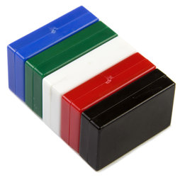 M-BLOCK-01/mixed1, Quadermagnete mit Kunststoffhülle, 5 Stück pro Set, bunt gemischt