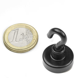 FTNB-20, Haakmagneet zwart, Ø 20,3 mm, met poedercoating, schroefdraad M4