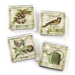 SALE-092, Jardin, koelkastmagneten met tuinmotieven, set van 4
