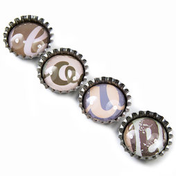 SALE-096, Bottle caps 'Love', fridge magnets, set of 4
