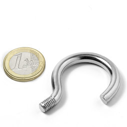 STH-26, schroefhaak 26 mm inwendige doorsnede, staal, vernikkeld, schroefdraad M6