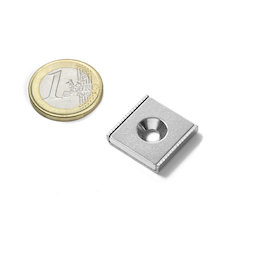 CSR-20-20-04-N, Channel magnet 20 x 20 x 4 mm, with counterbore, in U-shaped steel profile