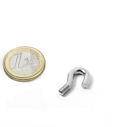 STH-5.5, Haak 5,5 mm binnendoorsnede, staal, vernikkeld, schroefdraad M4