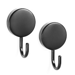 LIV-101, Magnethaken schwarz, mit Anti-Rutsch-Beschichtung, 2er-Set