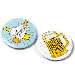 LIV-106/happy, Magnetische flessenopener, om bijv. aan de koelkast te hangen, set van 2, 'Happy Beer Day'