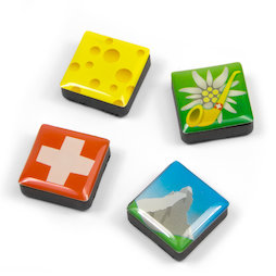 SALE-053/swiss, Icons, decoratiemagneten vierkant, set van 4, Zwitserland