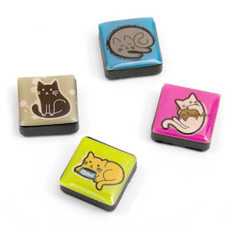 SALE-053/cats, Icons Katten, decoratiemagneten vierkant, set van 4, katten