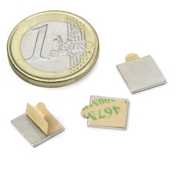 Q-10-10-01-STIC, Parallelepipedo magnetico (autoadesivo) 10 x 10 x 1 mm, neodimio, N35, nichelato
