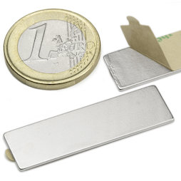 Q-40-12-01-STIC, Bloque magnético (adhesivo) 40 x 12 x 1 mm, neodimio, N35, niquelado