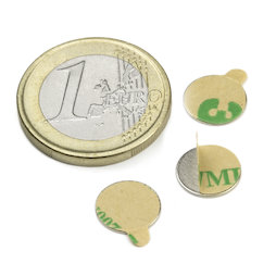 S-10-0.6-STIC, Scheibenmagnet (selbstklebend) Ø 10 mm, Höhe 0,6 mm, Neodym, N35, vernickelt