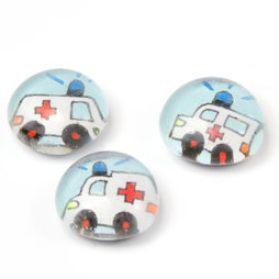 LIV-118/ambu, Reddingswagen, handgemaakte koelkastmagneten, set van 3, ziekenauto