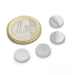 PAS-10, Disque métallique autocollant, Ø 10 mm, contre-pièce pour aimants, non magnétique !