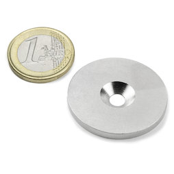 MD-34, Metal disc with counterbore, Ø 34 mm, as a counterpart to magnets, not a magnet!
