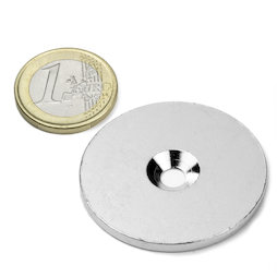 MD-42, Metal disc with counterbore, Ø 42 mm, as a counterpart to magnets, not a magnet!