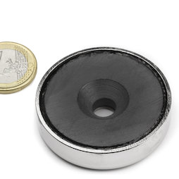 CSF-48, Imán en recipiente de ferrita, con taladro avellanado, Ø 48 mm