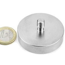 GTN-48, Topfmagnet mit Gewindezapfen, Ø 48 mm, Gewinde M8, Haftkraft ca. 85 kg